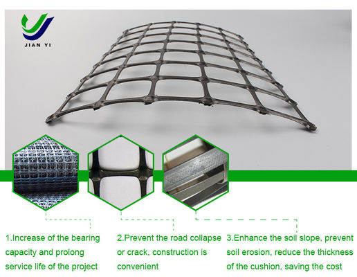 Resistente a la radiación UV Biaxical Polypropylene Geogrid para túneles Resistente a las grietas
