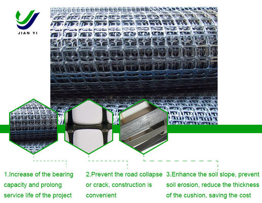 4m~5m Biaxal de plástico Geogrid para la protección de pendiente y refuerzo de la base