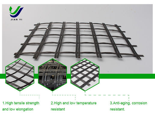 Geogrids de fibra de vidrio resistentes al envejecimiento 12 ~ 50 mm × mm para pistas de aterrizaje de aeropuertos