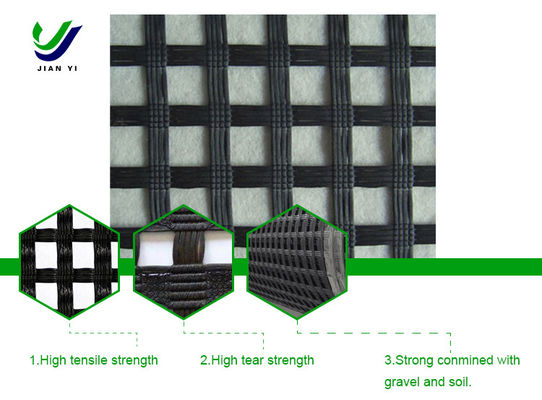 La rejilla geogrid de poliéster tejido en punto tiene una excelente resistencia al envejecimiento y al desgaste ultravioleta