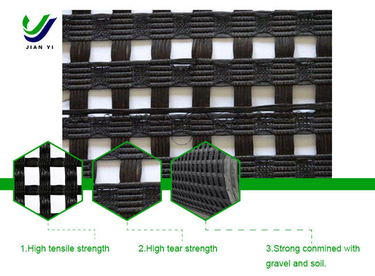 Geogrid de Dacron de punto de Warp se utiliza para prevenir la pérdida de lodo y mejorar la estabilidad de la carretera
