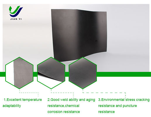 Material permeable HDPE Geomembrana lisa para filtración y aislamiento