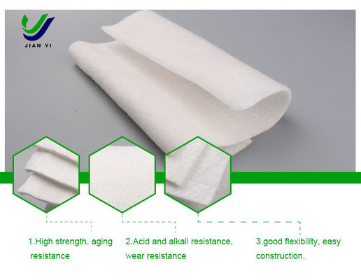 Geotextil perforado con aguja de fibra larga para vertederos y desechos de estanques de ingeniería de estanques PET Polyester Chips Ancho 1,0m-6,6m
