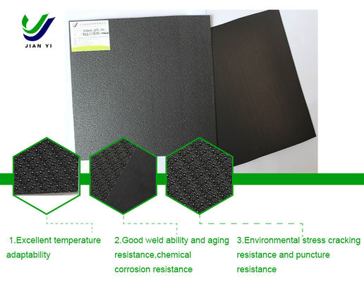 Superficie áspera de punto de columna HDPE Geomembrana texturizada antiderrapante anti filtración