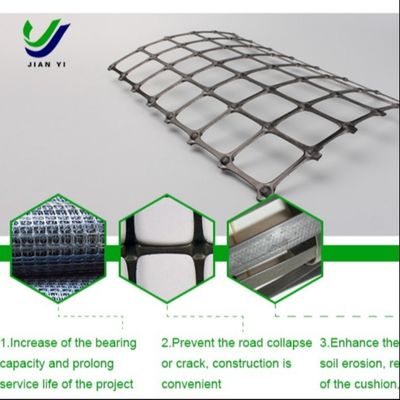 Protección de pendientes y construcción de carreteras Geogrid de plástico biaxial para grandes aeropuertos y estacionamientos