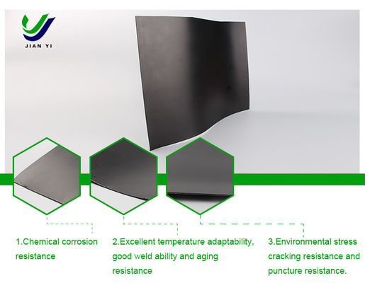 Geomembrana lisa de HDPE de permeabilidad ultrabaja con resistencia a la corrosión química y 700% de elongación para estanques de relaves mineros