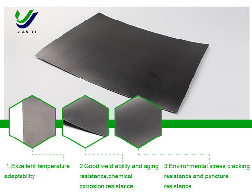 Geomembrana de HDPE de excelente resistencia química para la instalación de soldadura en cuña caliente en proyectos de estanques de ajuste de brillo