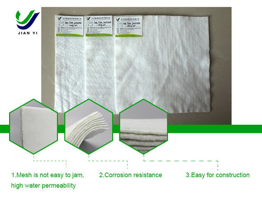 Geotextil de fibra de grapa de peso ligero y blanco con excelente función de filtración
