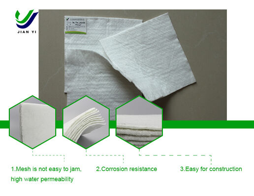 Geotextil de fibras básicas de alta permeabilidad al agua con excelente resistencia a las perforaciones y a los rayos UV para proyectos de infraestructura