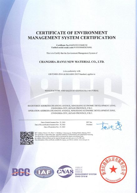 China Changsha Jian-Yi New Material Co., Ltd. certificaciones