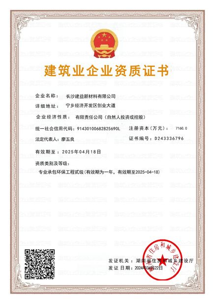 China Changsha Jian-Yi New Material Co., Ltd. certificaciones