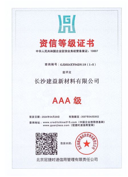 China Changsha Jian-Yi New Material Co., Ltd. certificaciones