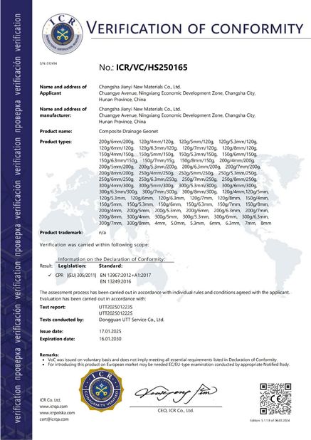 China Changsha Jian-Yi New Material Co., Ltd. certificaciones
